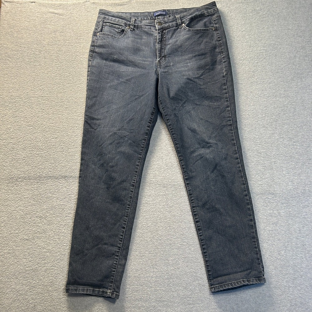Bandolino Caroline Slim Straight Leg Jeans‎ Womens 14 Dark Wash Bootcut Denim